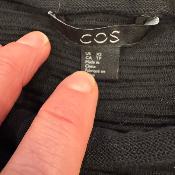 COS Rolled Neck Short Sleeve Cotton Ribbed Dress / xsmall - Picture 6 of 10